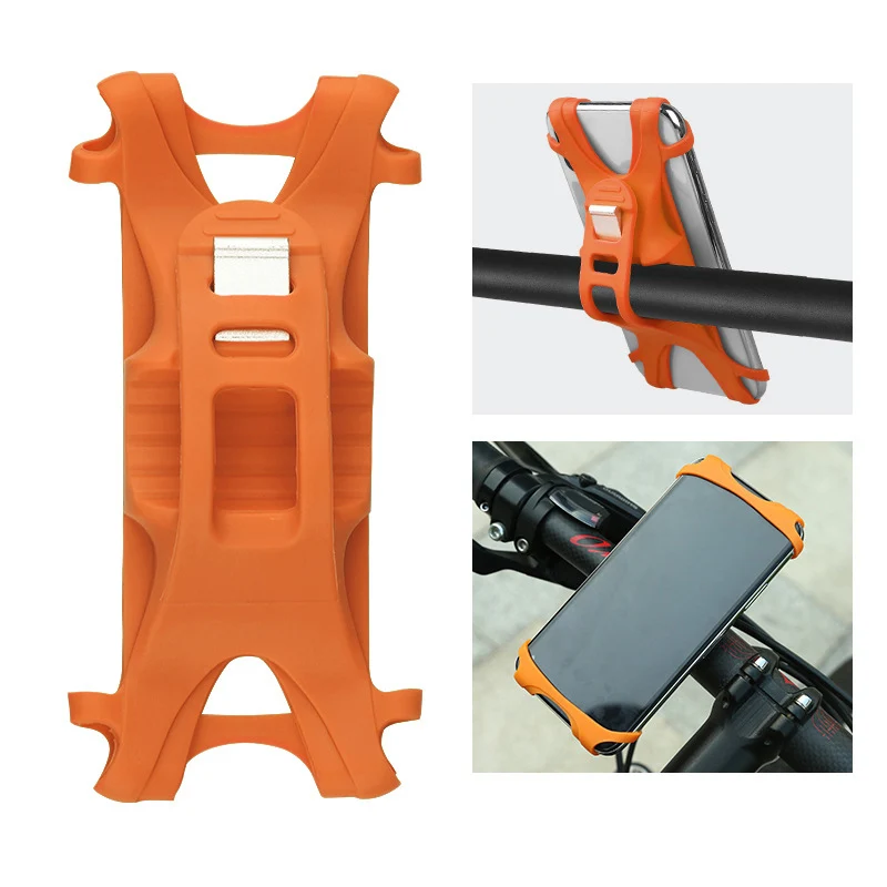 Держатель для телефона на руль велосипеда мотоцикла держатель для телефона с силиконовой поддержкой для телефона gps универсальный H006A - Цвет: Оранжевый