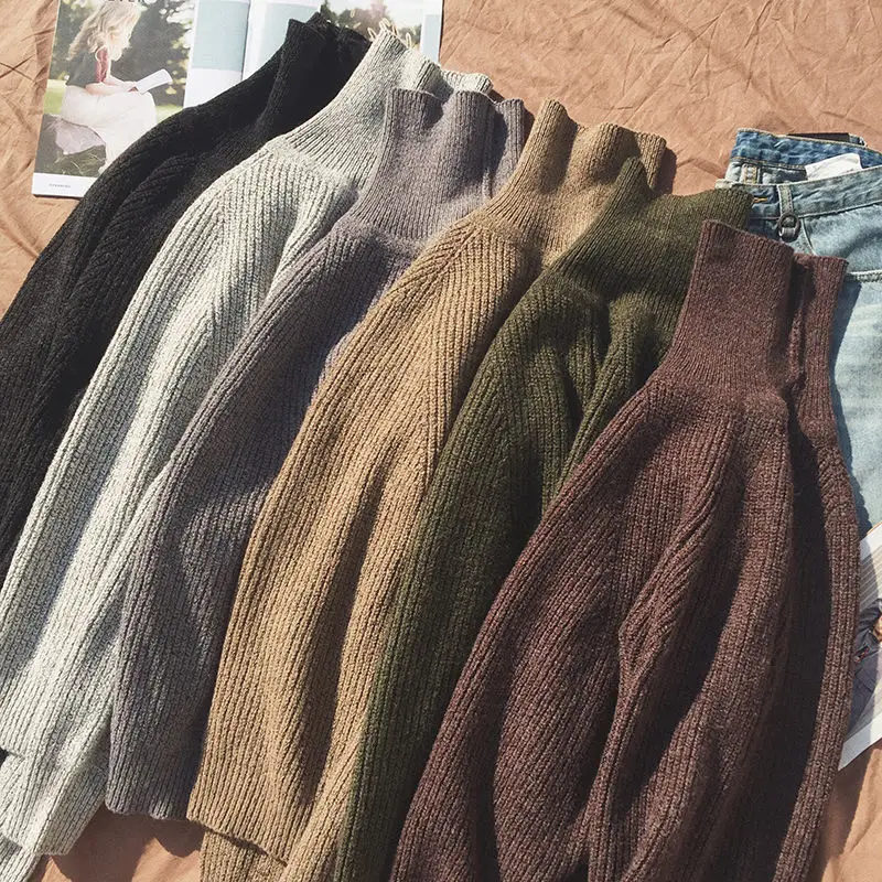 

Men's sweater 2020 autumn new slim solid color turtleneck pull-over long-sleeved sweater casual fashion youth men's wear