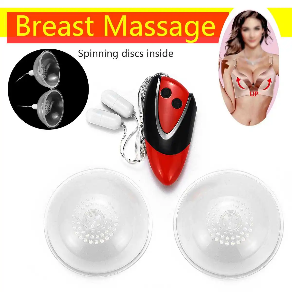 

Electric Breast Massager Cup 10 Rotation Pattern Women Spinning Nipple Stimulator Enlargement Chest Heating Therapy Vacuum Pump