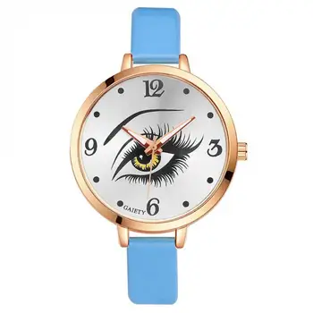

2020 Fashion Design Eyelashes Watches Women Watches Blue Leather Strap Quartz Watch Women Clock Gift Dropshipping Montre Femme