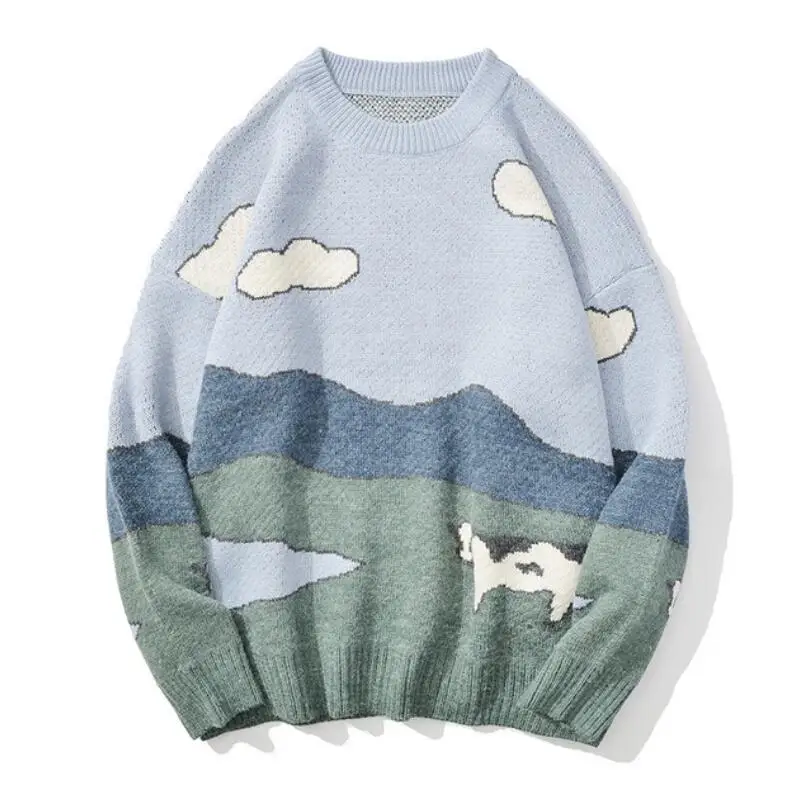 

Youth Men Cows Vintage Winter Sweaters 2020 Pullover Mens O-Neck pullover Korean Fashions Man Casual Harajuku Clothes w1427