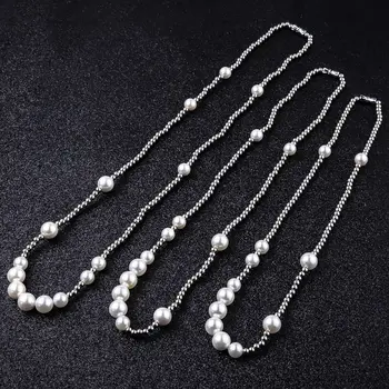 

Pearl stainless steel ball stitching necklace hip hop hipster men and women chain gift nightclub punk collar