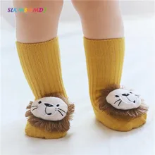 SLKMSWMDJ Хлопковые носки для малышей осень-зима мультфильм животных с бантом, для куклы новорожденных с нескользящей подошвой для малышей носки-тапочки для 0-3 лет