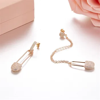 

Luxury long tassels cilp pin AB Earrings paper clip Monaco pure 925 sterling silver Earrings Jewelry boucle d'oreille femme 2018
