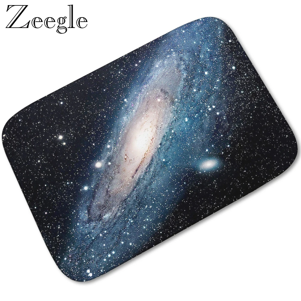 Zeegle Cosmic Printed Doormat Flannel Home Decoration Non-slip Floor Mat Soft Hallway Carpet And Absorbent Rug