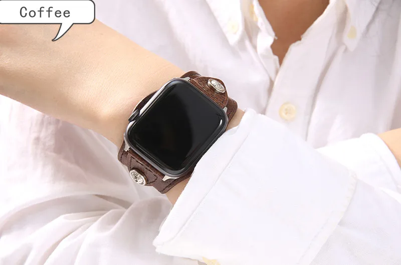Браслеты-манжеты для Apple Watch 38 мм 42 мм 40 мм 44 мм Iwatch серии 5 4 3 2 1 кожаный браслет для мужчин и женщин