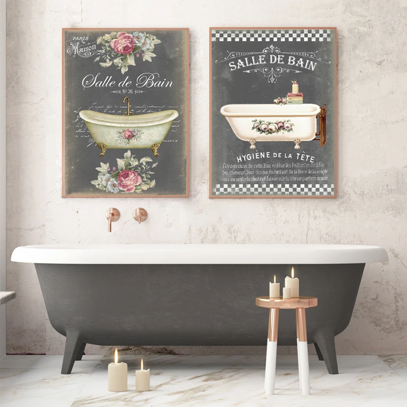 French-Bathroom-Decoration-Paintings-Print-Vintage-Posters-Salle-de-Bain-Le-Bain-Chalkboard-Shabby-Fine-Wall (4)