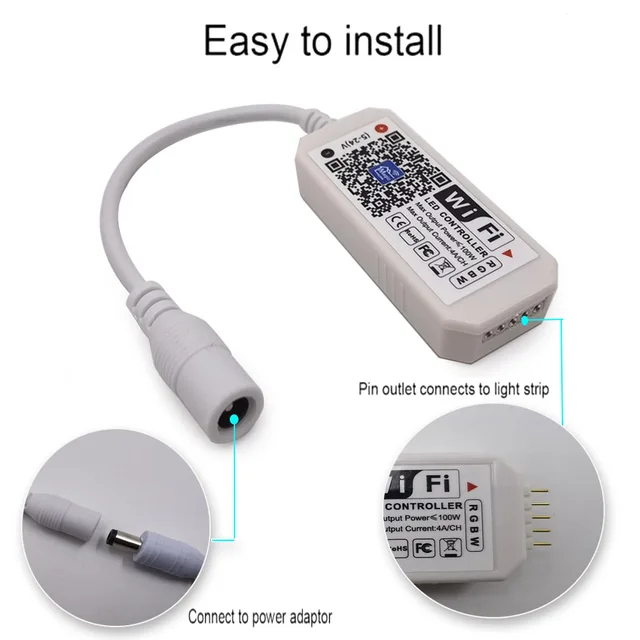 コントローラー付きLEDストリップライト,Bluetooth付き,12V,24V,wifi,Android,iOS,アプリ,マジックホーム互換 -  AliExpress ミニ RGB RGBW コントローラ DC5-24V LED ストリップライトパネルライトタイミング機能 1600 万色スマートフォ