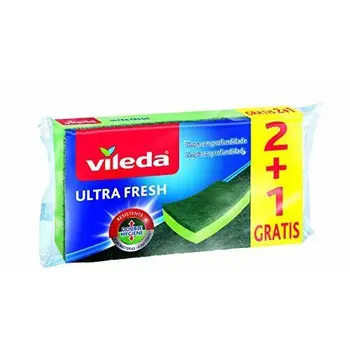 

Vileda Ultrafresh Pack de 3 à récurer avec éponge Anti bactéries