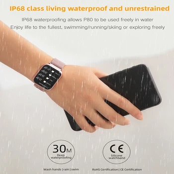 

Fashion P80 Smart watch Men women IP68 Waterproof Full Touch Smartwatch Heart Rate Blood Pressure Fitness Tracker Bracelet VS P6