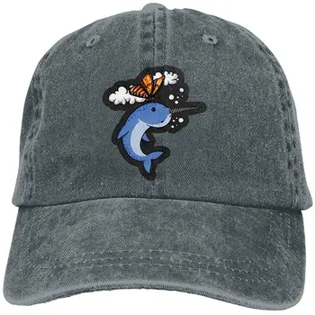 

Butterfly and Narwhal Fish Adult's Jean Trucker Hat Adjustable Baseball Cap