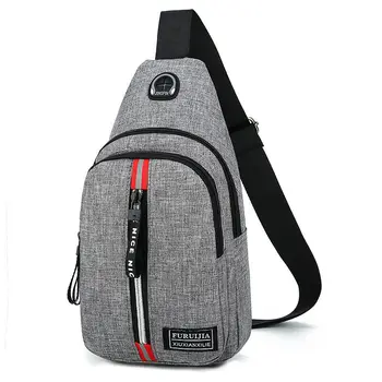 

Men fashion solid color usb charging crossbody bag casual solid male oxford fabric travel lapel bags for boys 2019