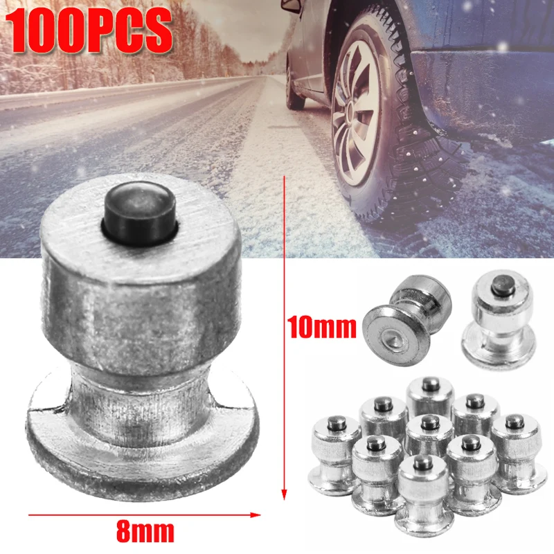 100Pcs 8x10mm Winter Wheel Lugs Car Tires Studs Screw Snow Spikes Wheel Tyre Snow Chains Studs For Shoes ATV Car Motorcycle Tire