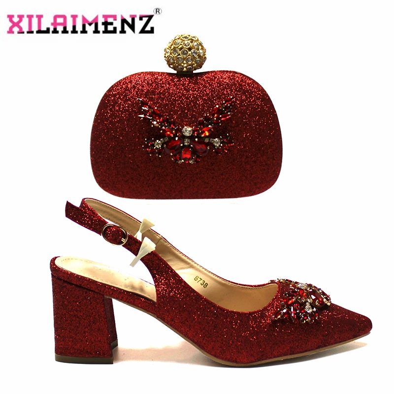 Лидер продаж 2020 года Весенний итальянский комплект из обуви и сумки красного