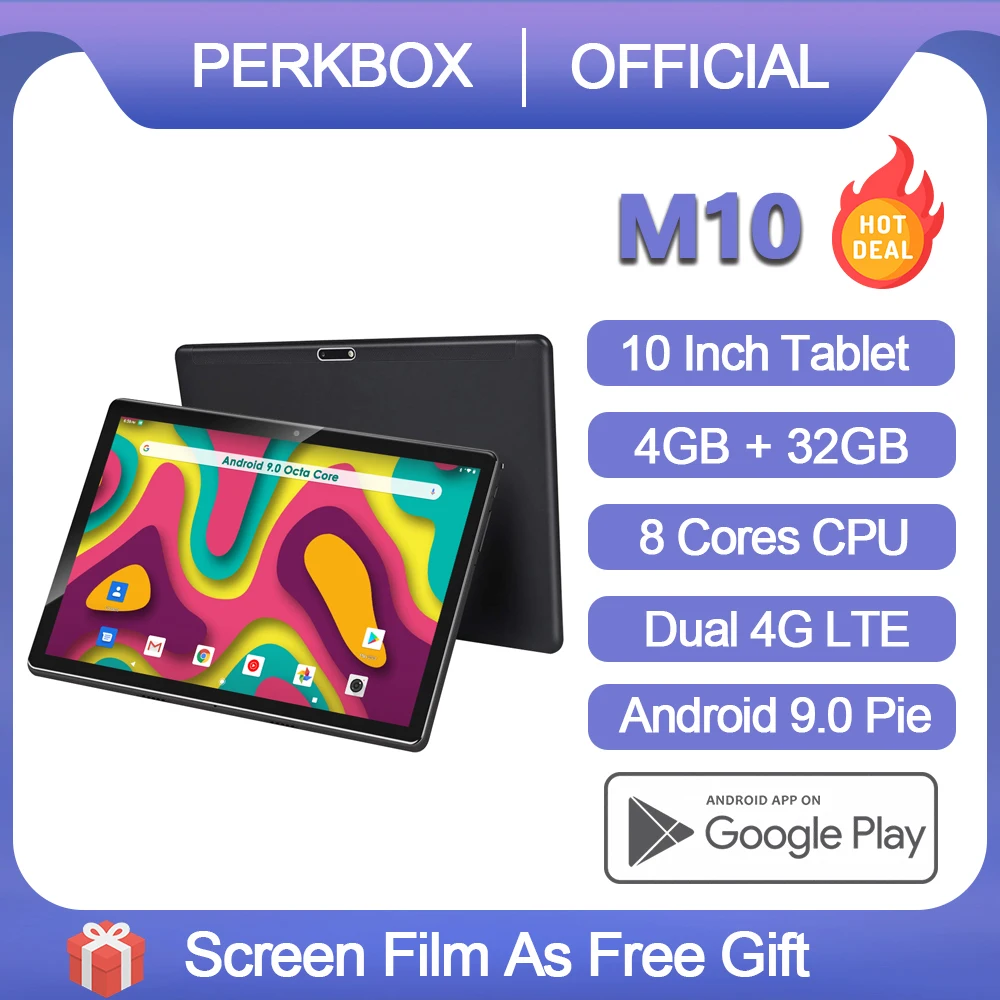 Nueva llegada tabletas de 10 pulgadas Octa Core 4GB RAM 32GB ROM 4G LTE FDD 5.0MP Cámara Bluetooth Android 9,0 GPS WiFi