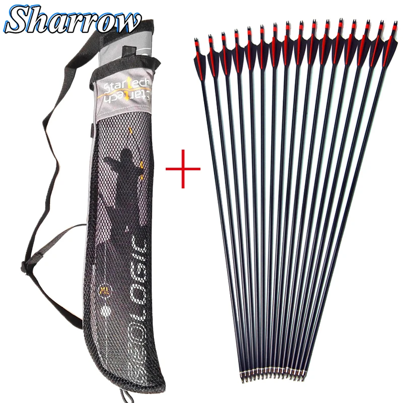 

31'' Spine 500 Archery Fiberglass Glassfiber Arrows with Arrow Quiver for Recurve Bow Compound Bow Hunting Shooting Accessories