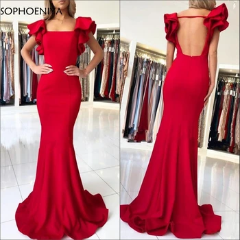 

New Arrival Red Mermaid evening dresses Abendkleider 2020 Backless Sexy Formal dress Party abiye Robe de soiree