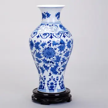 

MODERN JINGDEZHEN CERAMIC BLUE AND WHITE PORCELAIN VASE ORNAMENTS HOME LIVINGROOM CRAFTS DECORATION OFFICE FURNISHING CRAFTS ART