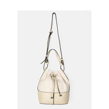 

ins simple color matching bucket bag new net red ribbon canvas bag shoulder messenger handbag