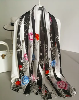 

Women's 100% Pure Silk Satin 12mm Long Big Scarf Shawl Wrap Neckerchief 175x52cm 68"x20" WJ115