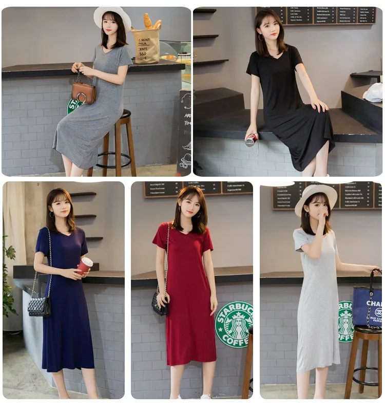 Fdfklak Modal Comfortable Sleepwear Women Night Shirt New Short Sleeve Long Dress Spring Summer Nightgowns Female Sleepshirt