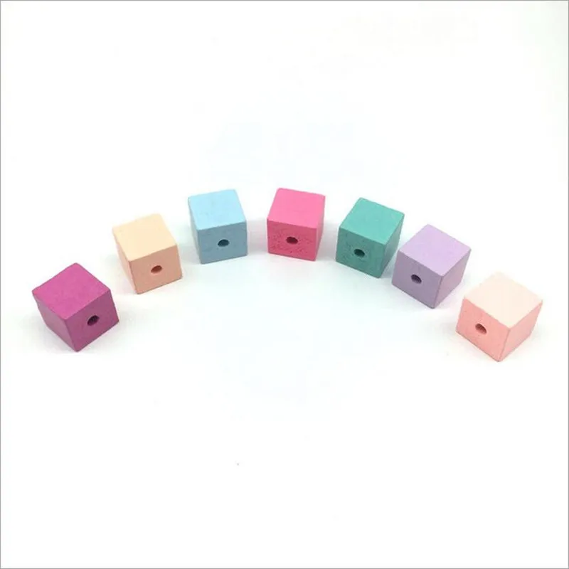 15mm-30pcs 30 шт различные яркие цвета деревянная квадратная Соска с бусами клип ювелирные аксессуары - Цвет: 15mm-30pcs