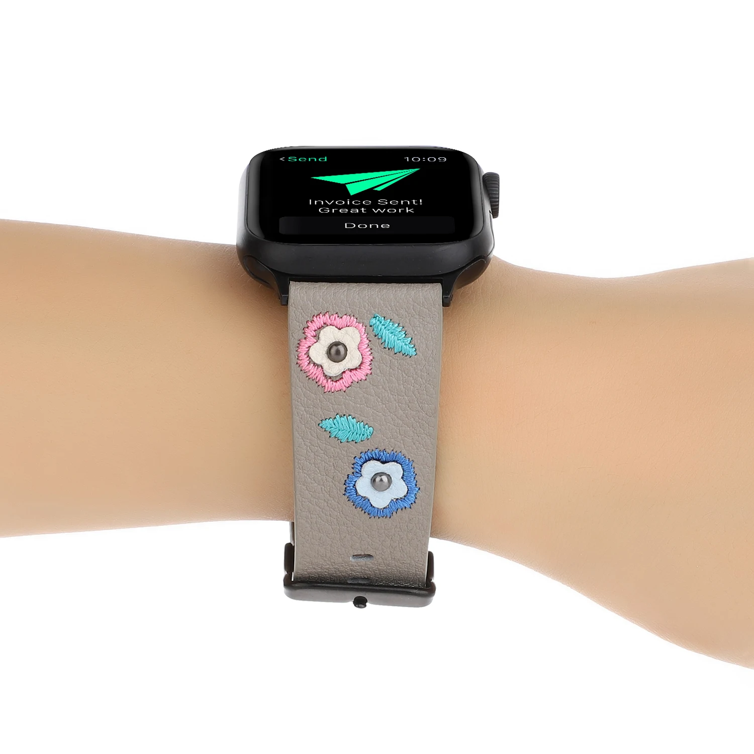 Вышивка кожаный ремешок для часов для apple watch серии 1, 2, 3, ремешок 42/38 мм браслет для наручных часов iwatch, ремешок correa apple watch 5 4 44/40 мм