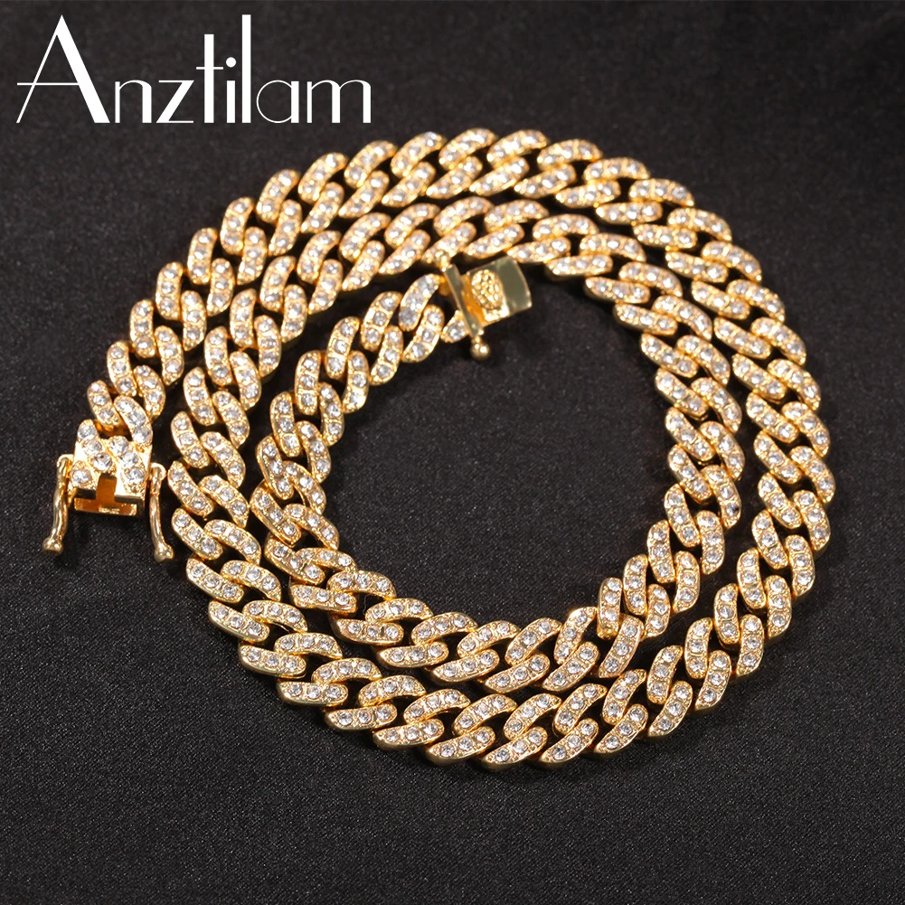 9mm Hip Hop Iced Out Cuban Link Chain Necklace Bling Rhinestone For Women Men’s Long Choker Jewelry Drop Shipping | Украшения и