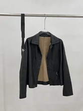 

2022 New Women Fashion High Quality Leather Jacket With Long Sleeves Lapel Belt