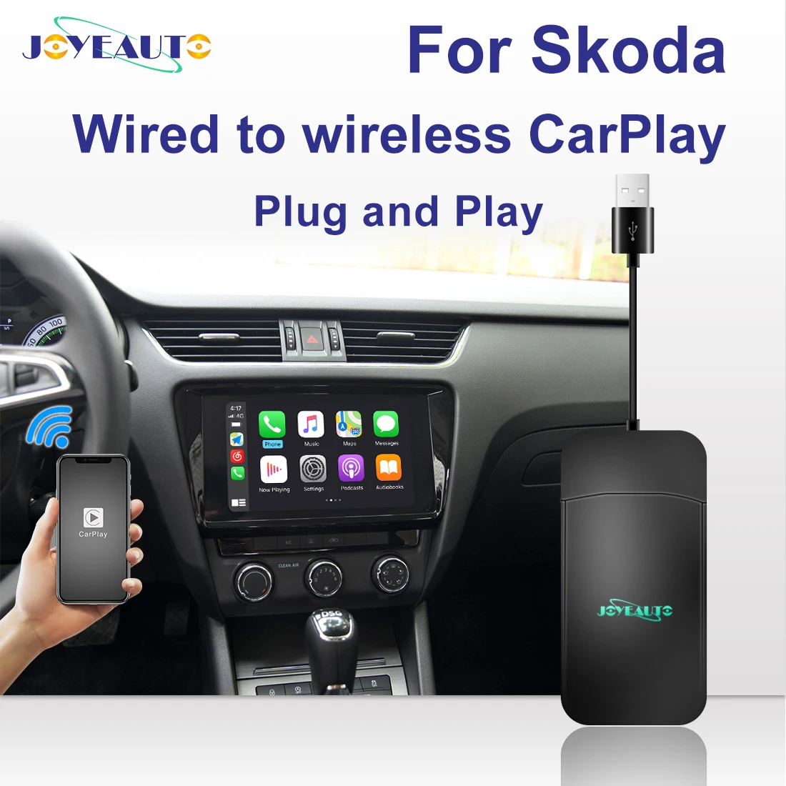 Joyeauto беспроводной ключ Apple Carplay для Skoda Octavia Fabia Superb Rapid Yeti Радио Навигация