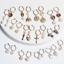 Жемчужные серьги-кольца, золотые жемчужные серьги для женщин, маленькие золотые серьги-кольца, жемчужные серьги, ювелирные изделия для женщин