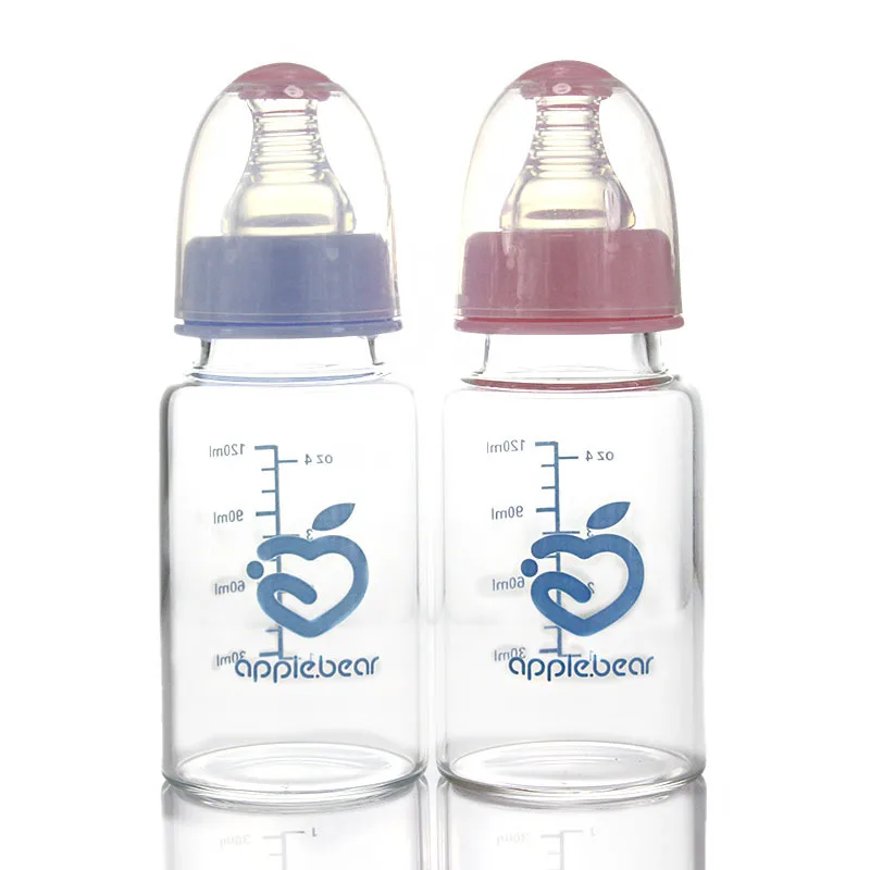 

Apple bear Feeding Bottle Titanium Glass Standard Mouth Bottle Newborns Shatter-resistant Fruit Juice Feeding Bottle 120 Ml