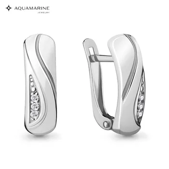 

AQUAMARINE earrings with cubic zirconia, silver 925
