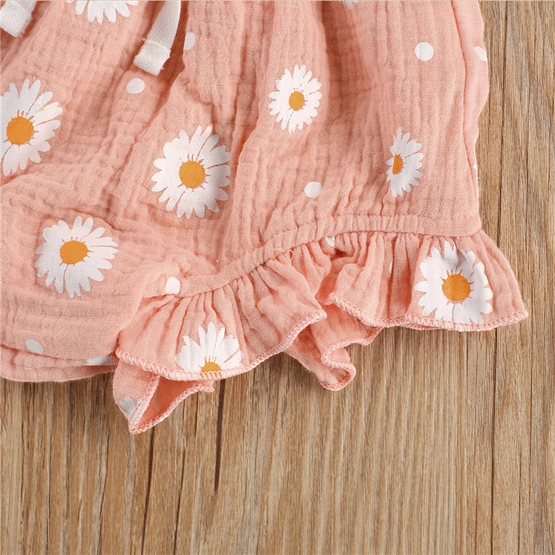 Toddler Baby Girl Daisy Flower Printed Sleeveless Tops+PP Shorts Kids Outfits 2pcs Summer Clothes Set