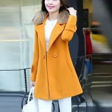 Пальто женское зимнее Модное теплое шерстяное плотное пальто с длинным рукавом для женщин размера плюс элегантное тонкое длинное женское пальто женское S-3XL