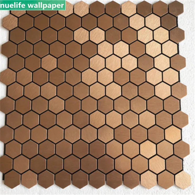 

Metal aluminum composite panel hexagonal fan shaped mosaic tile wall KTV hotel bar adhesive self adhesive wall stickers