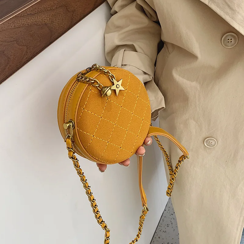 

2019 fashion small frosted square chain bag female simple texture versatile shoulder slung small round bag