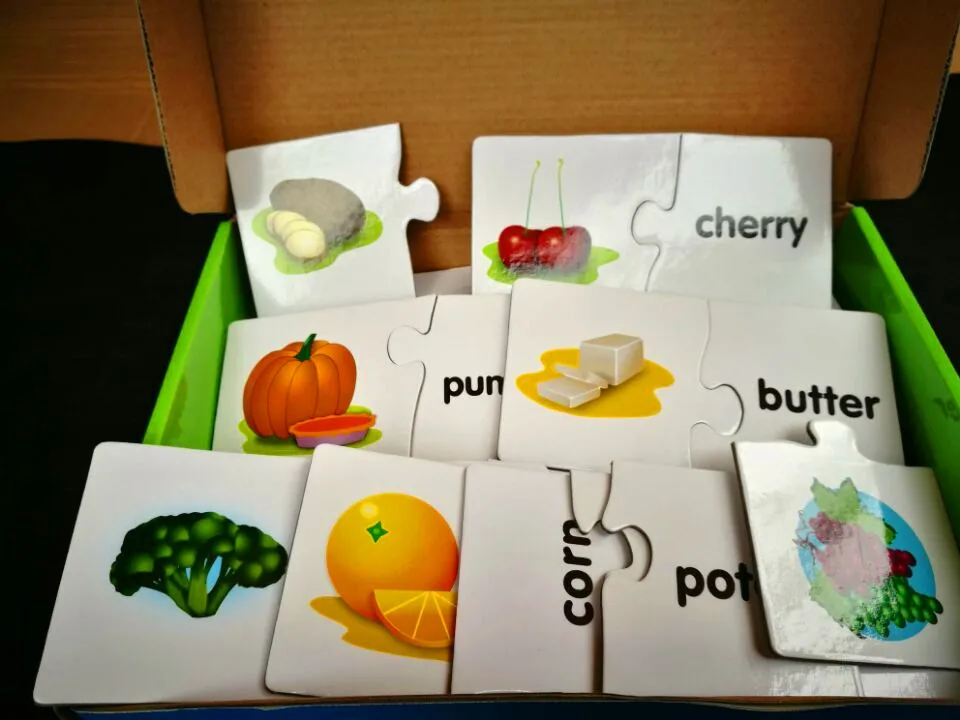 

& Vegetable Fruit Jigsaw Puzzle English Cardboard Puzzle English ENLIGHTEN Early Learning Children Cognitive Jigsaw Puzzle Game