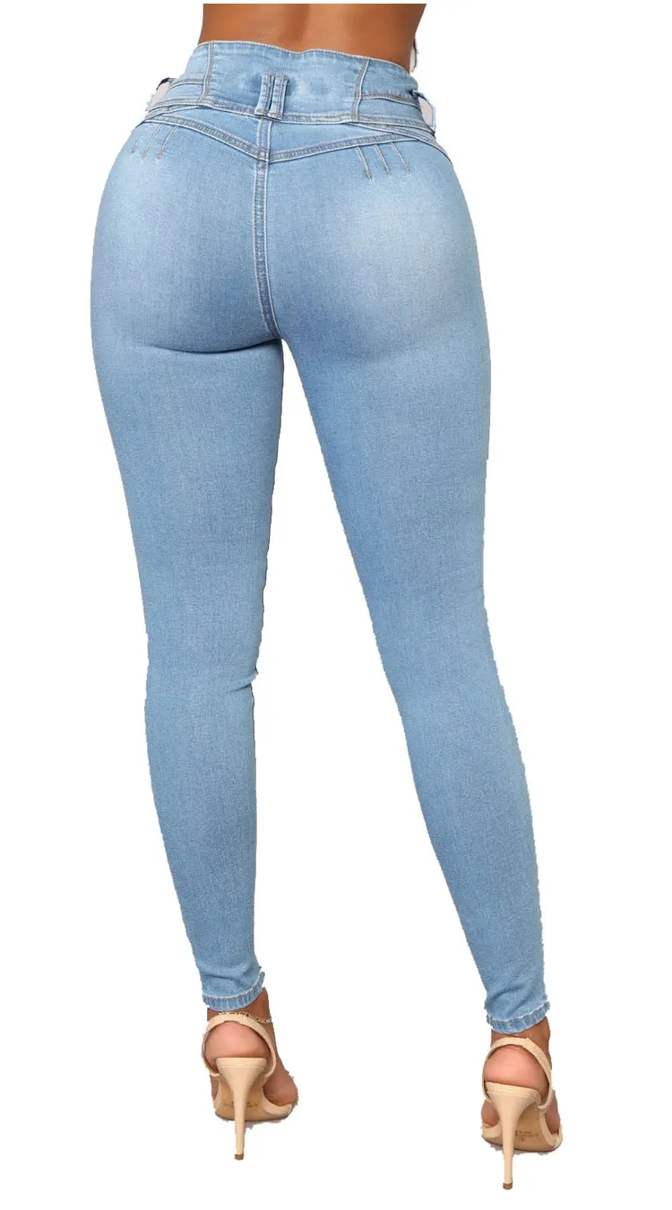 Однотонные обтягивающие джинсы женские с высокой талией осенние джинсовые брюки плюс размер 3XL брюки пуш-ап облегающие джинсовые