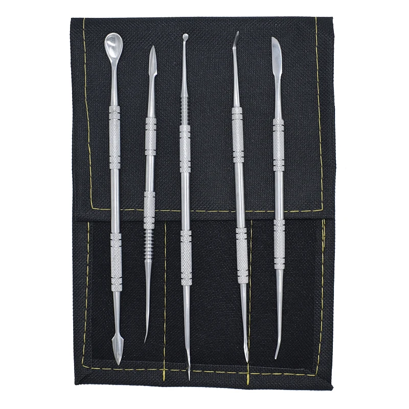

Sculpture Scraping Tools Stainless Steel Sculpting Pottery Ceramic Making Sludge Carving Polymer Clay Tool 5pcs/set with Bag