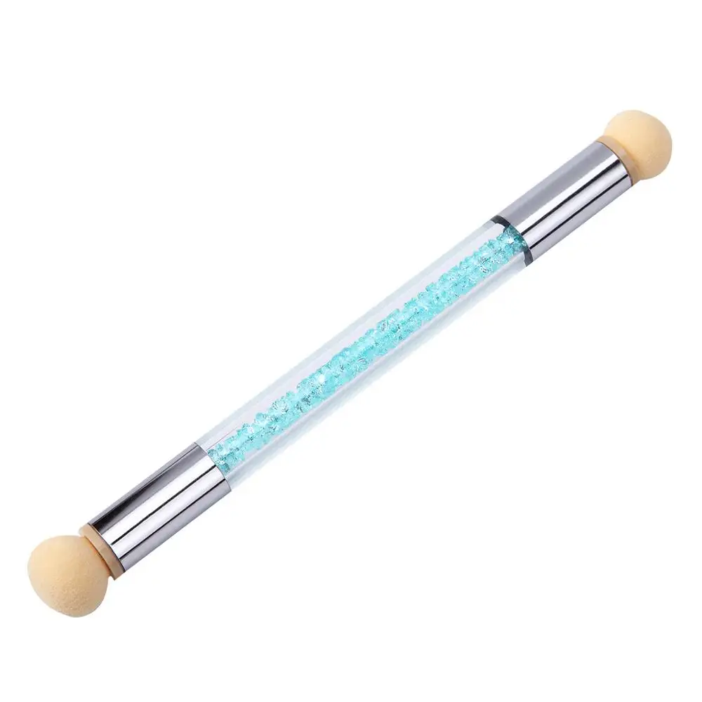 blue stone pen Ручка для вымешивания маникюра, градиентная ручка, точечные мелки, световая обработка, стилинг, печатная ручка, двойная головка, смешивание губок, ручка - Цвет: blue stone pen