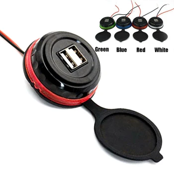 

12V Dual USB Car Charger Waterproof 2 Port Adapter Power Socket Charging Panel Mount for Vehicle Boat Truck Motorcycler 12-24V