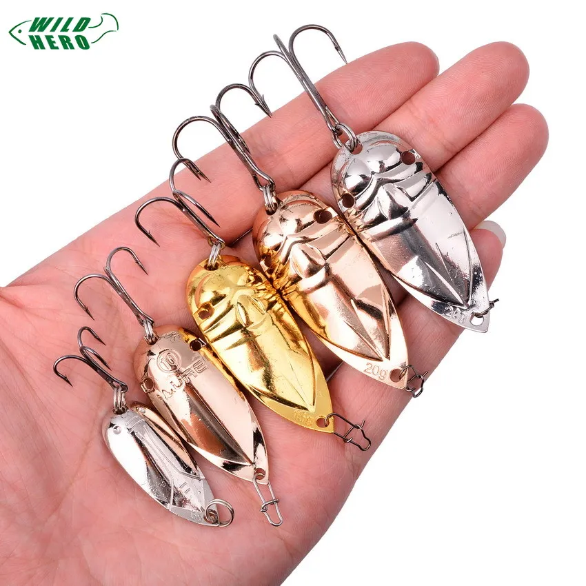 Wildhero 1 шт. металлическая Приманка Spinner Ложка приманки 5g 10g 20g золотой Серебряный