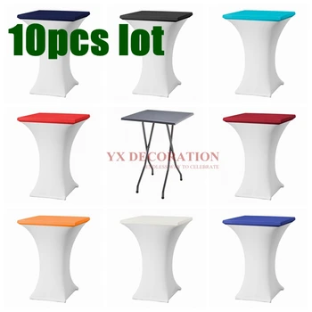 

Fast Shipping Top Square Spandex Cocktail Table Cloth Cover Wedding Tablecloth For Event Banquet Decoration