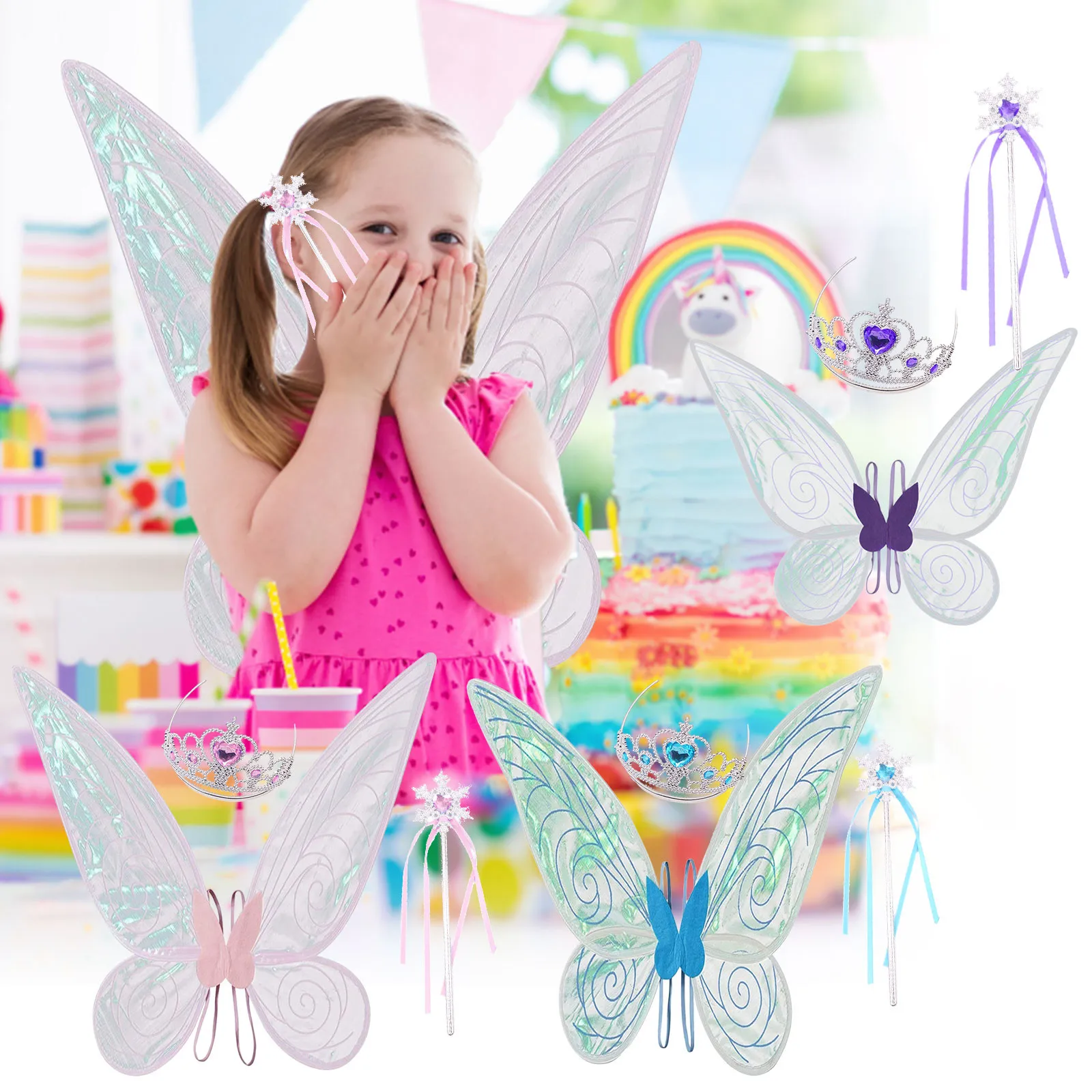 Детские волшебные крылья для девочек корона волшебная палочка набор со