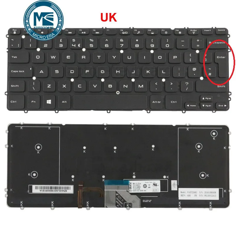 UK Клавиатура для Dell Precision M3800 XPS 15 9530 с подсветкой британская Раскладка - Цвет: UK