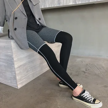 

High Waist Color Matching Thread Trousers High Elastic Color Matching Leggings Spring And Autumn Thin Pencil Pants Y2