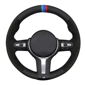 

Car Steering Wheel Cover DIY Black Genuine Leather Suede For BMW M4 M5 M6 F87 M2 F80 M3 F82 F12 F13 F85 X5 M F86 X6 M F33 F30