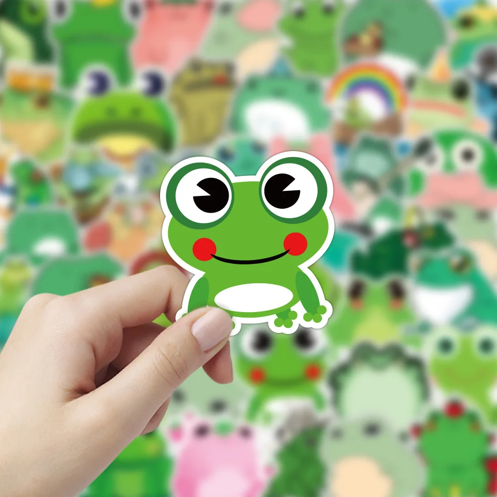 10/30/50PCS Cute Frog Cartoon Stickers Laptop Water Bottle Skateboard Waterproof Aesthetic Graffiti Decal Sticker Packs Kid Toy
