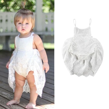 

Solid Princess Dresses Casual Sleeveless Baby Girl Lace Flower Romper Bodysuit Jumpsuit Dress Outfit Clothes 0-24 Months
